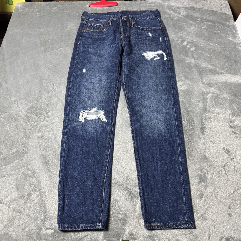 Levi's 501 T Jeans Women's 24x28 (27x27) Blue Denim Mid‎ Rise Distressed